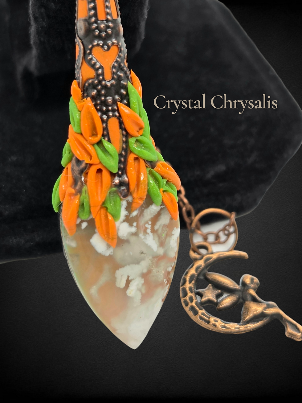 Thumbnail: Handmade Antique Copper AURORA PLUME DOUBLET accented with Moonstone and a Luna