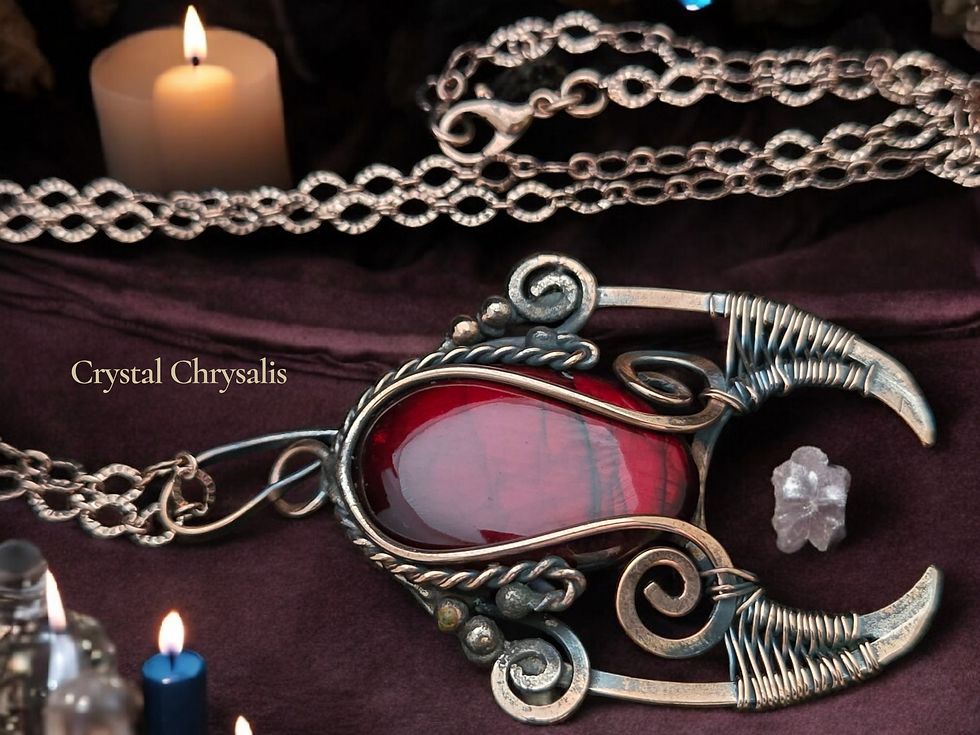 Thumbnail: Old World  Natural Red Flash Labradorite Copper Wire Wrap Gemstone Necklace