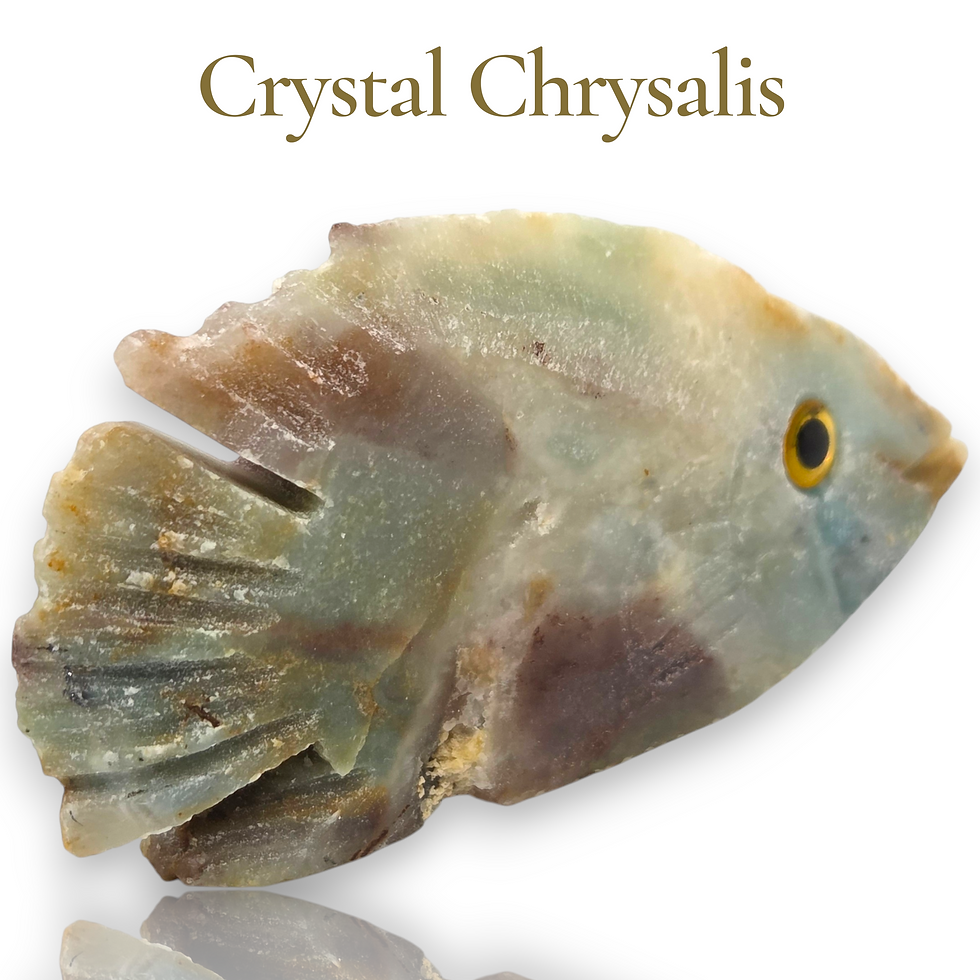 Thumbnail: Natural Hand Carved Life Like Amazonite Gemstone Fish Collectible