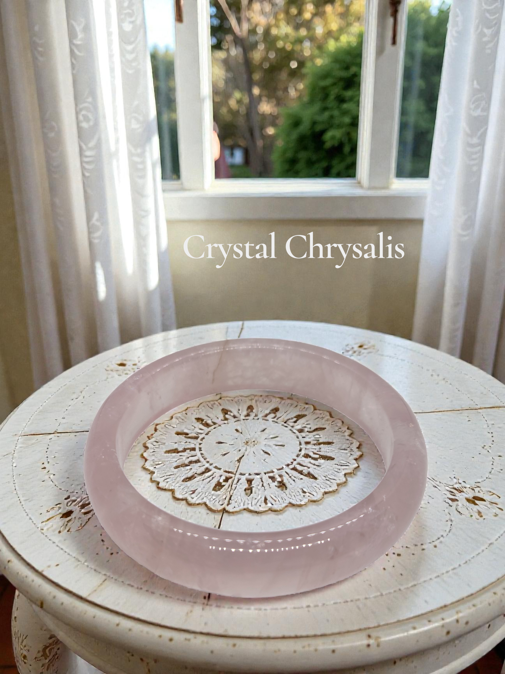 Natural Rose Quartz Crystal Jewelry Bracelet Bangle Sphere Stand