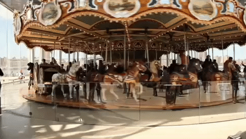 repeating video gif of a carousel from Brooklyn NY that was part of an interactive theater performance performance by the Institute for Psychogeographic Adventure.
