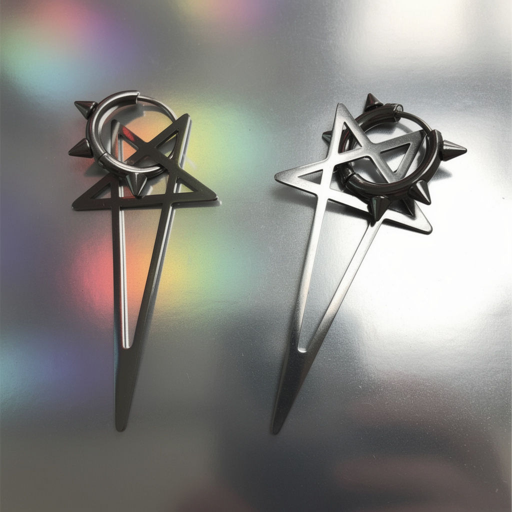 Hip Hop Statement Star Hoop Earrings