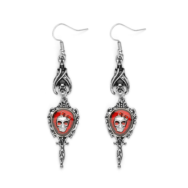Gothic Skull Punk Earrings - Silver