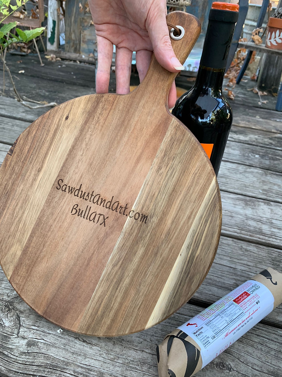 Thumbnail: Personalized Round Paddle Cutting/Serving Board-Thankful