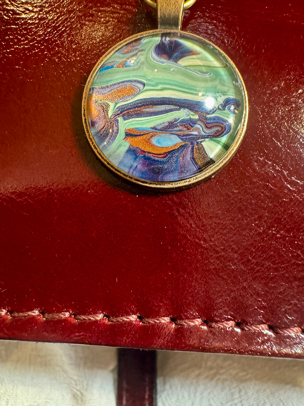 Thumbnail: Unique Purse Charm / Key Chain -purple and bronze