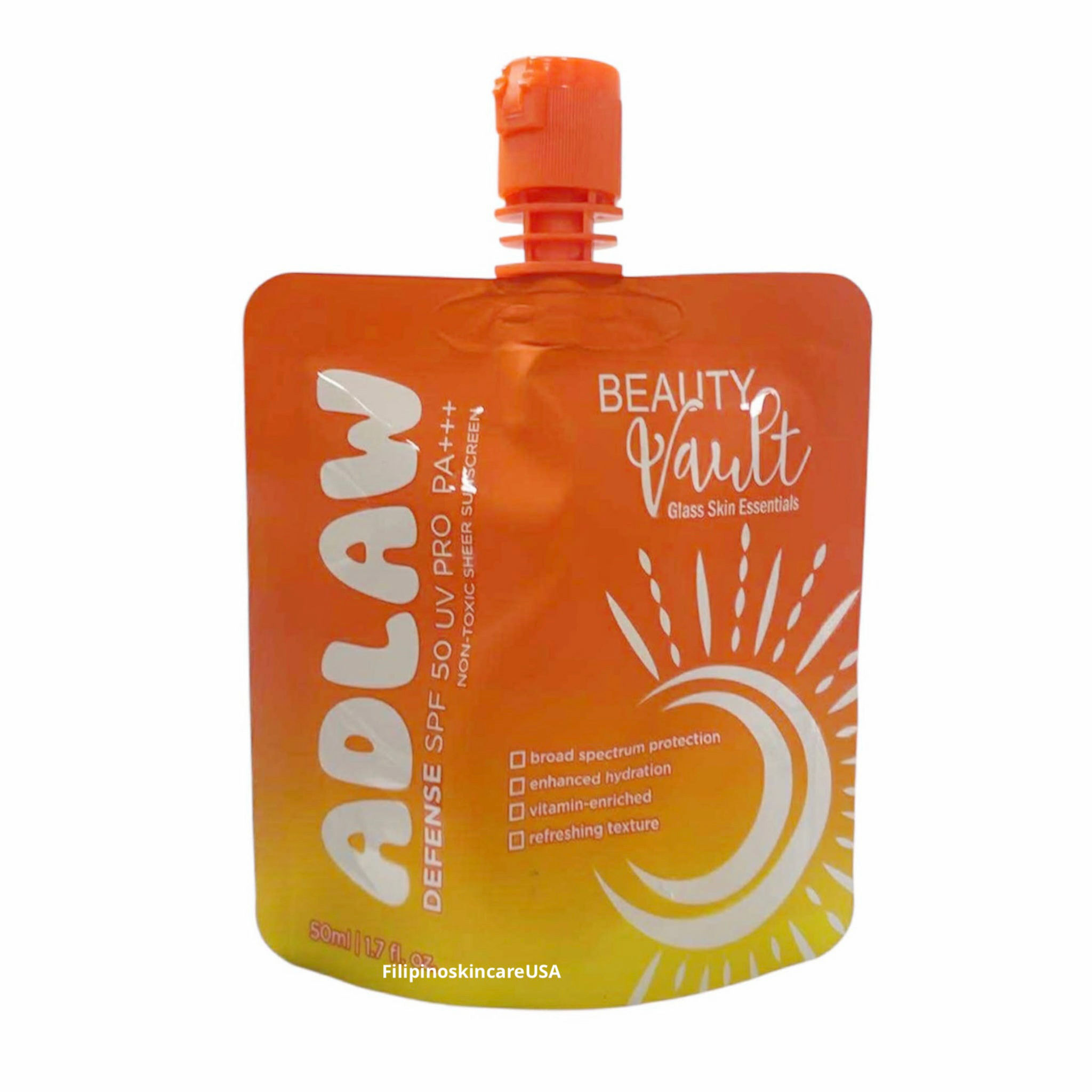 ADLAW Defense Lightweight Sunscreen SPF50 UV PRO PA+++ 50ml - by Beauty Vault 