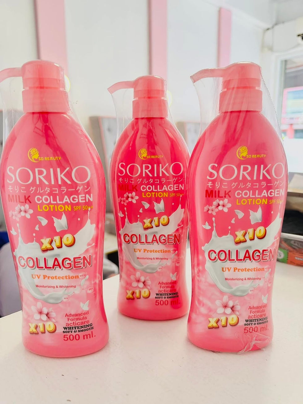 Thumbnail: Soriko - Collagen Milk Lotion X10 COLLAGEN UV Protection SPF50 - 500ml (Pink)