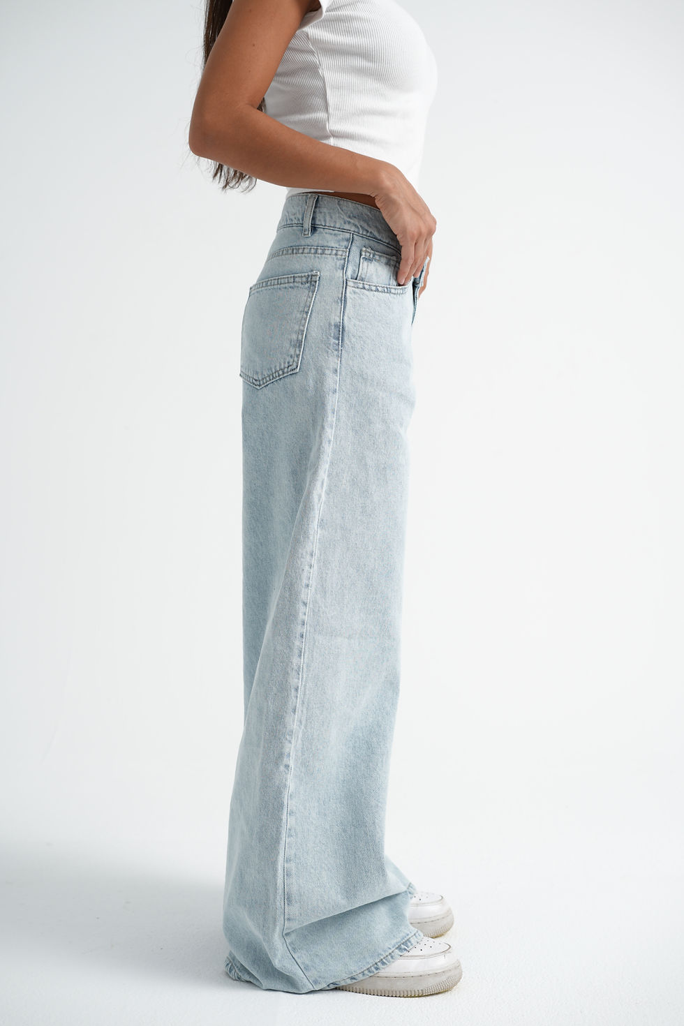 الصورة المصغرة: Ice Blue Low-Rise Wide Leg
