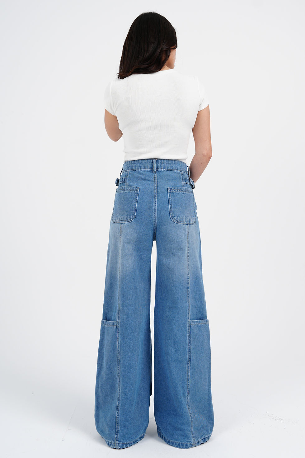 الصورة المصغرة: Light Blue Side Belt Wide Leg