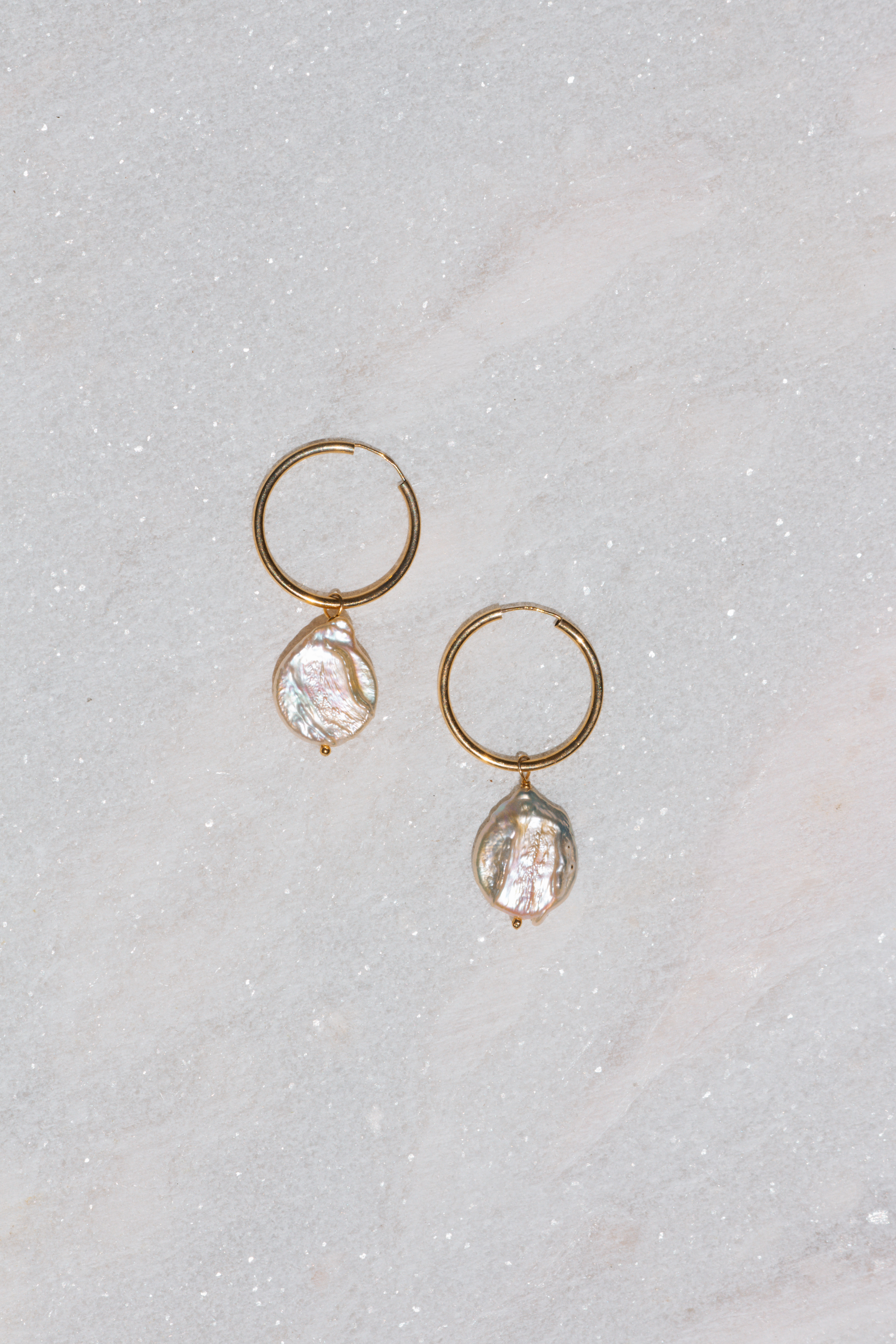 Baroque pearl hoop earrings in sterling silver