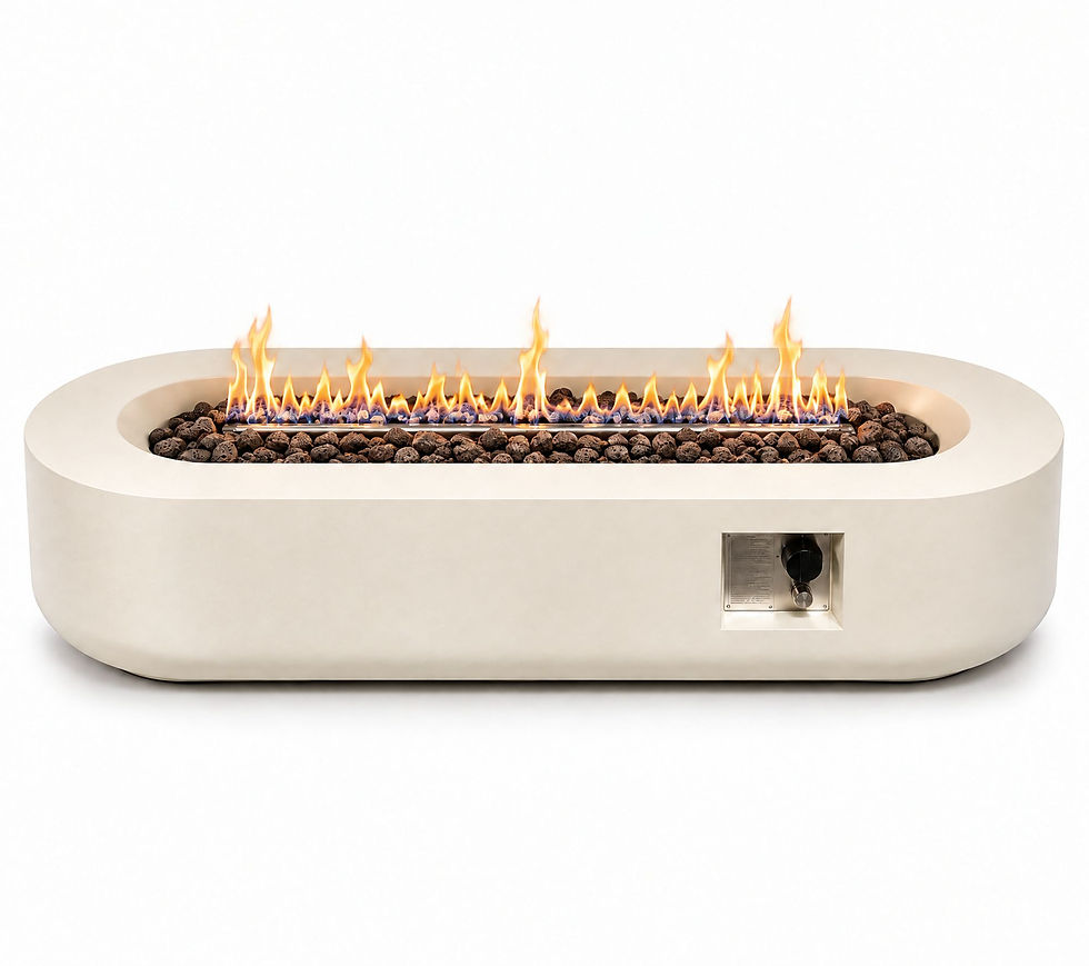 Thumbnail: 60 Inch Outdoor Propane Fire Pit Table 60000BTU Oval Concrete Fire Pit Coffee