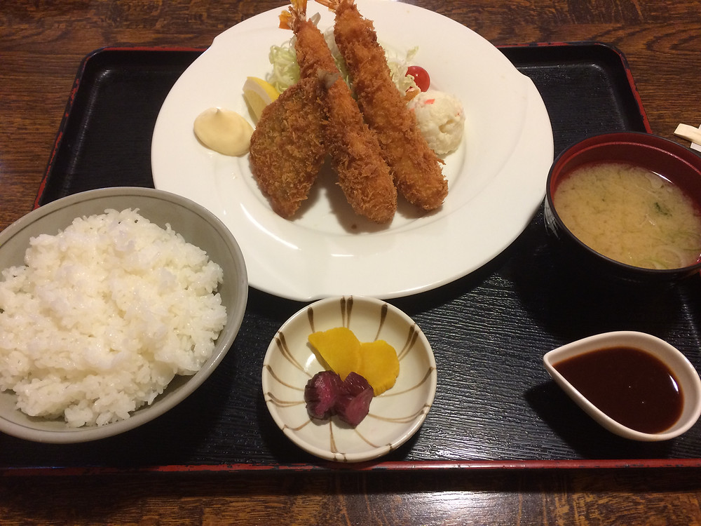 海老&アジフライ定食