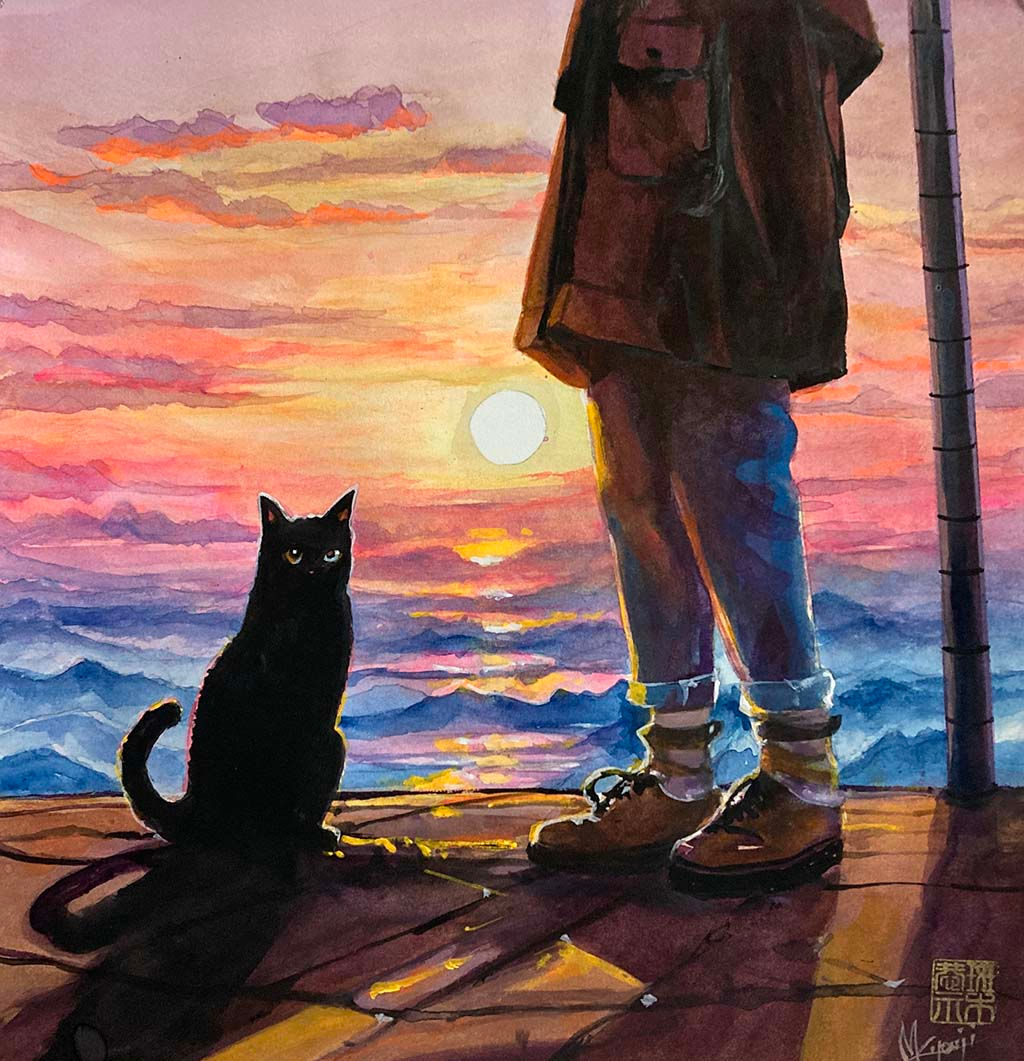 夕日と共に - マダラキキョウジ