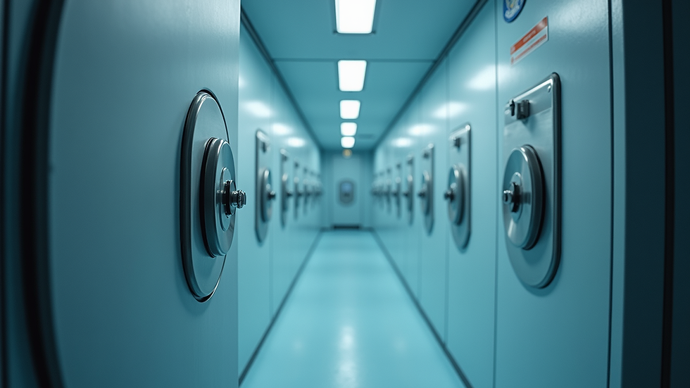 Close-up view of a hyperbaric oxygen chamber door