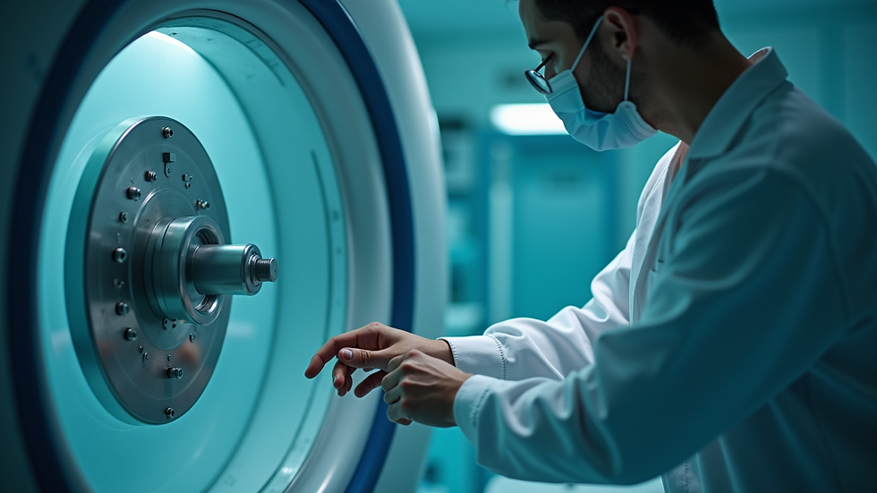 Close-up view of a practitioner adjusting hyperbaric chamber controls