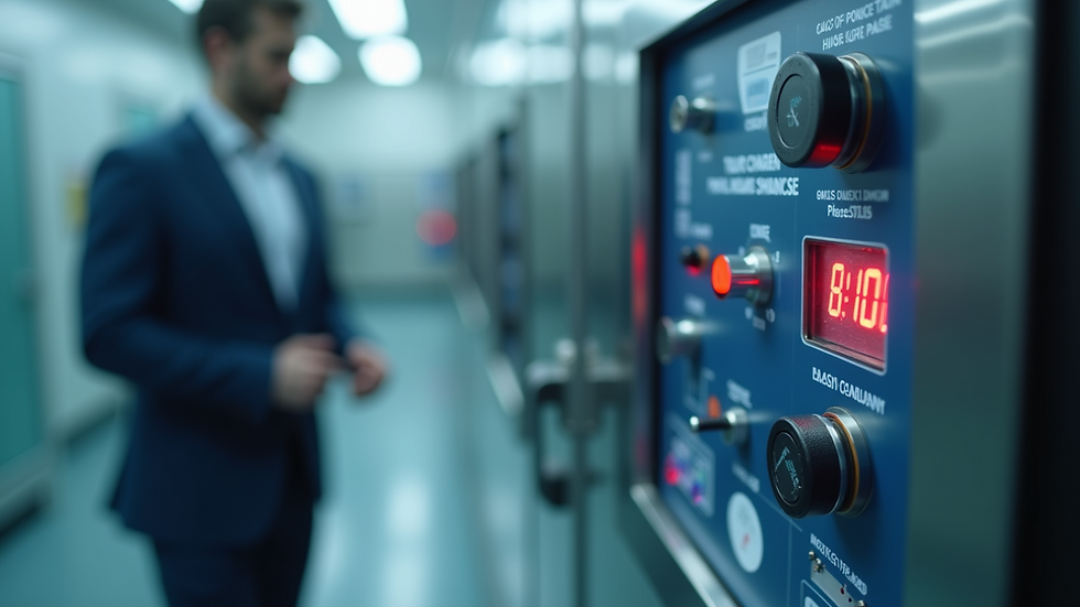 Close-up view of hyperbaric chamber control panel showing pressure settings