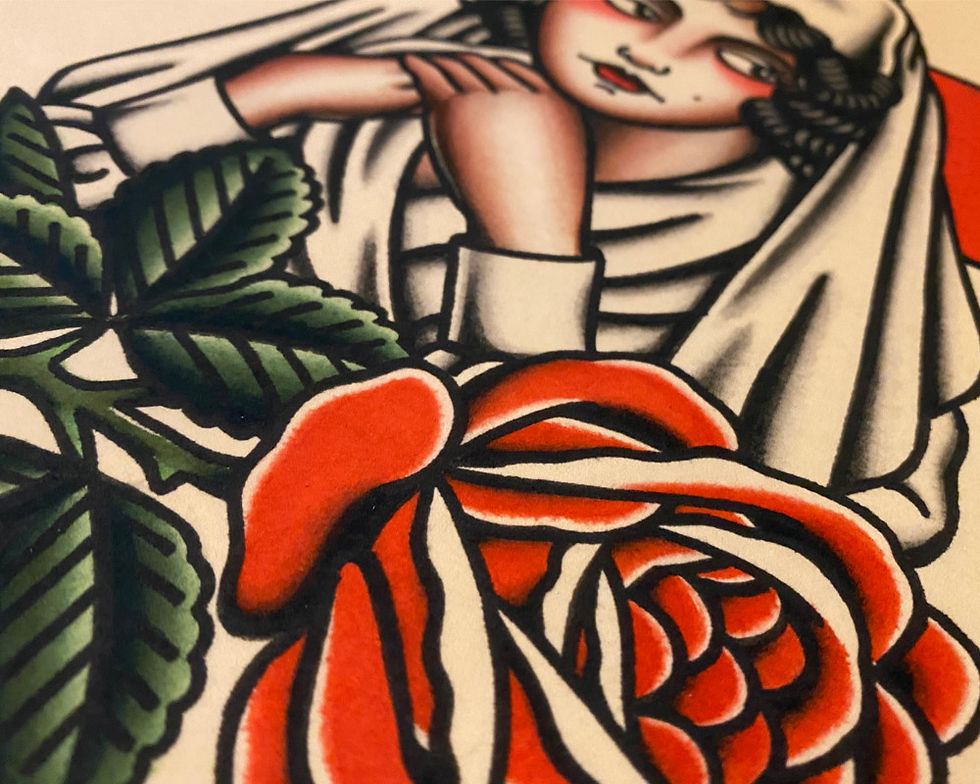 Thumbnail: Rose Of No Man's Land Traditional Tattoo Art Print (8x10)