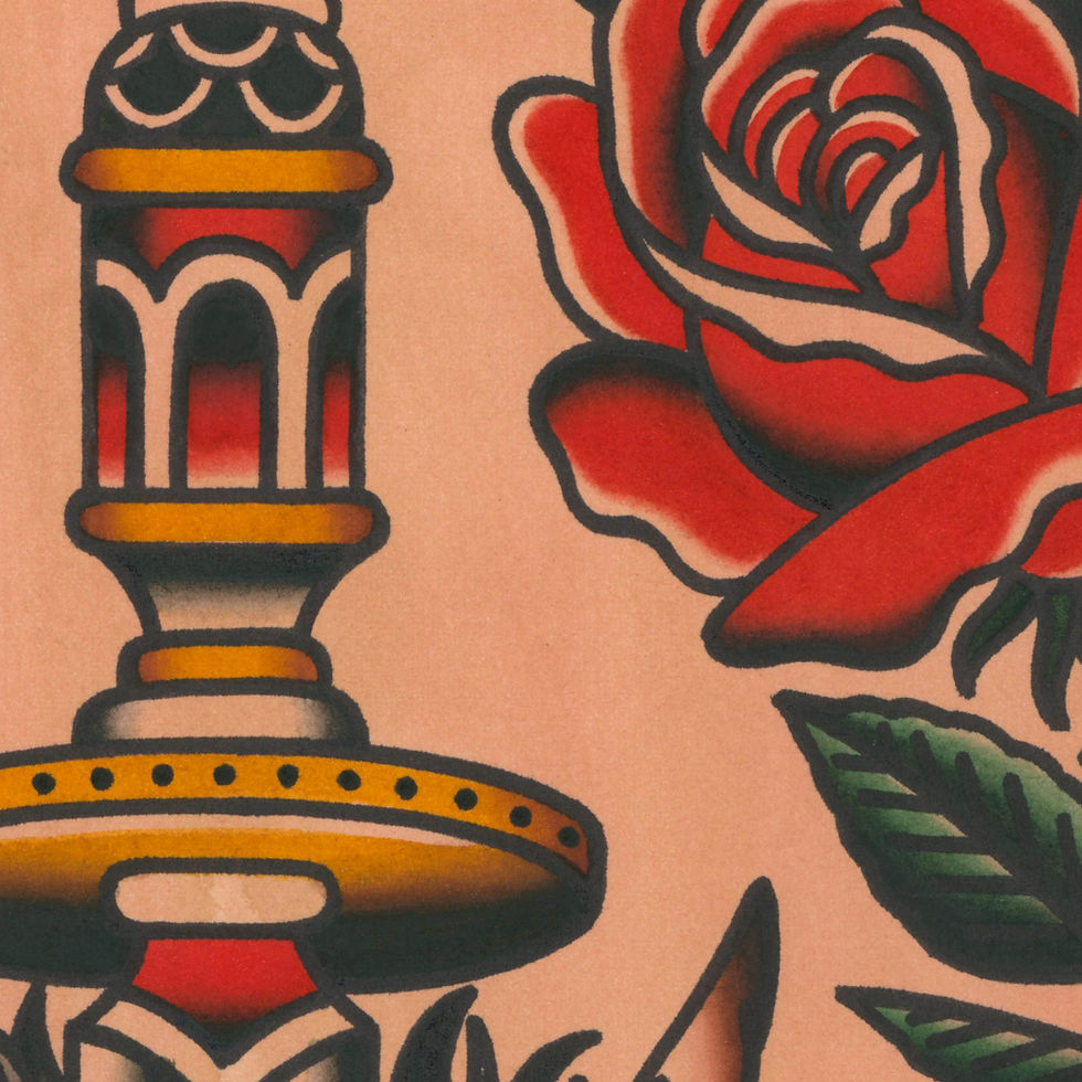 Thumbnail: Devil & Dagger Traditional Tattoo Flash Sheet (11x14)