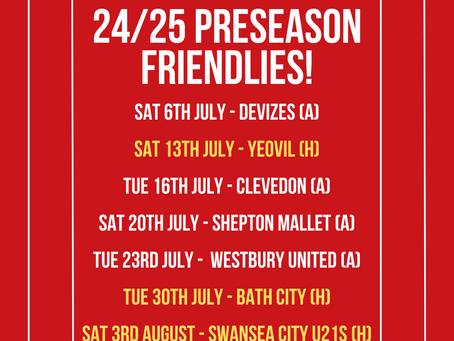 24/25 Preseason Friendlies and Ticketing (Updated)
