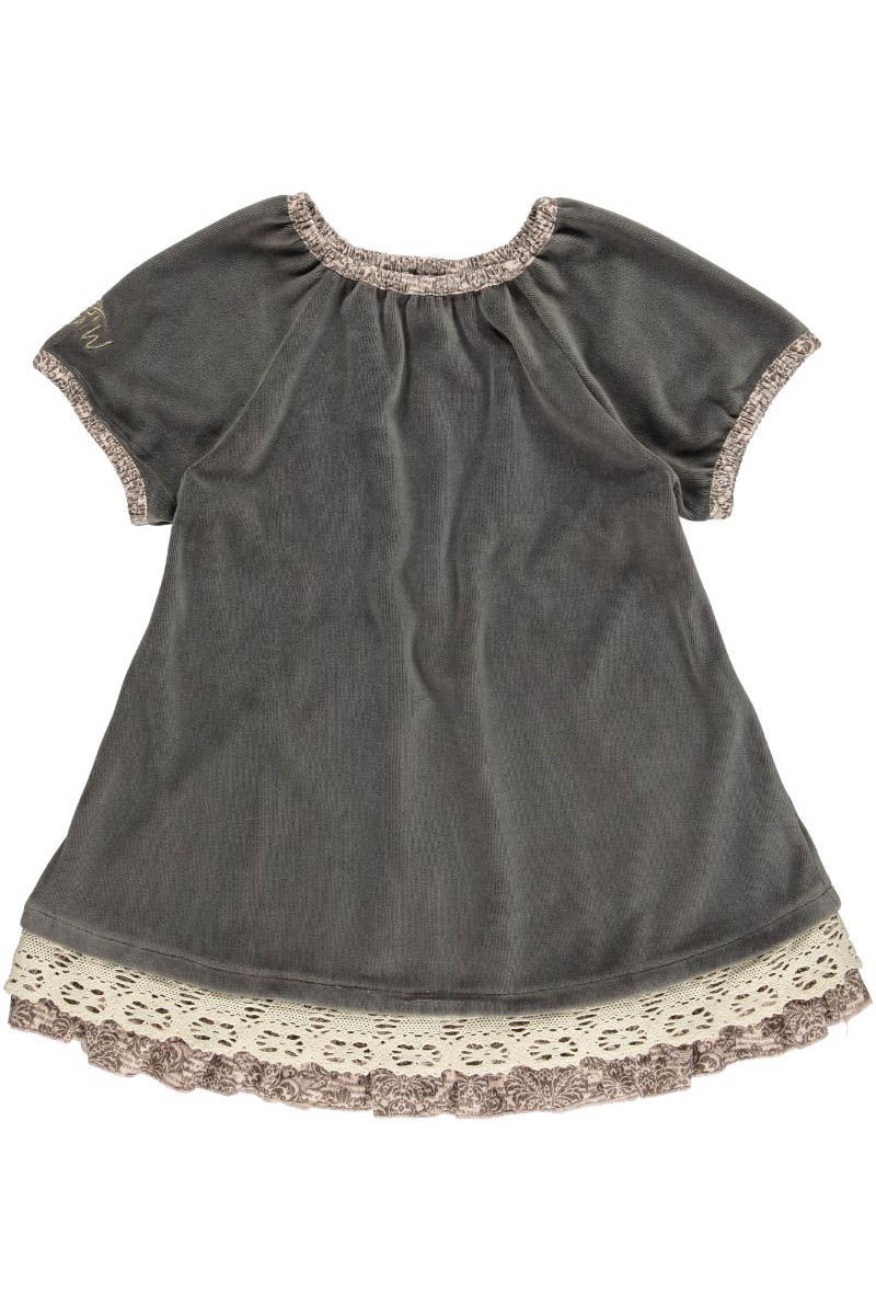 2518J - Velvet dress w.lace - Mocha