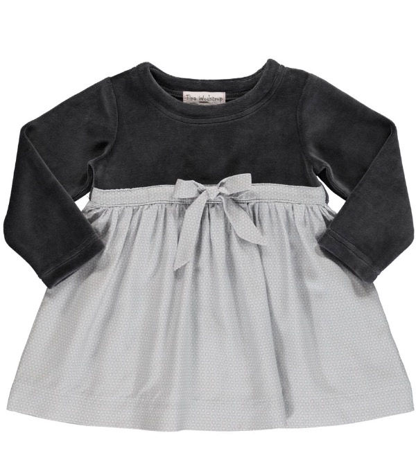 2845K - Velvet dress w.skirt - Granit grey