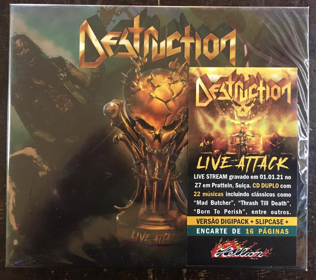 CD Destruction - Live Attack - Duplo - Digipack - Slipcase - Lacrado