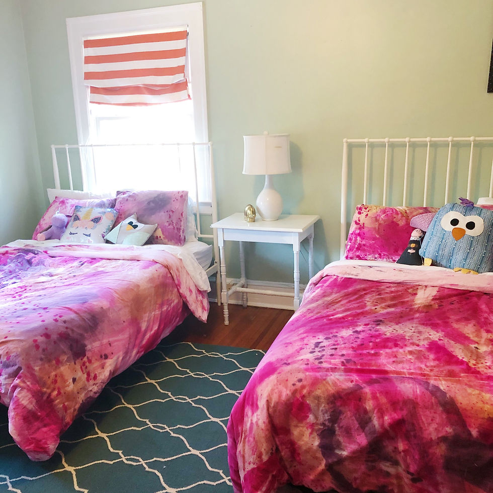 Dharma Trading Company Fiber Reactive Procion Dye duvet covers in girls room.