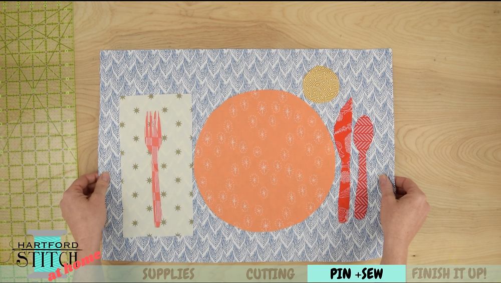 Applique place mat for Hartford Stitch at Home video: Sew Yourself a Perfectly Set Table