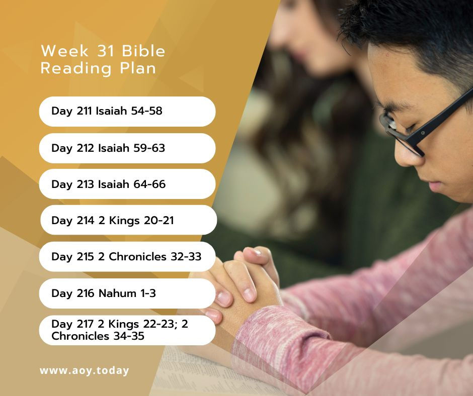 Week 31 Bible Reading Plan: Isaiah, 2 kings, Chronicles, nahum