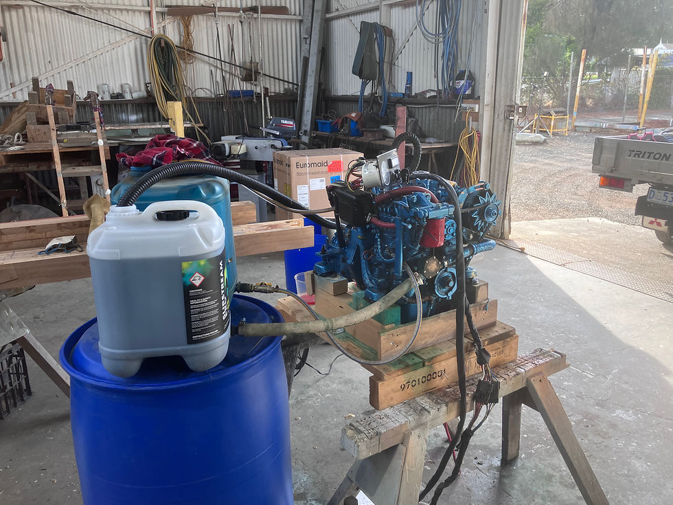 21hp Nanni 3 cyl engine on test bed