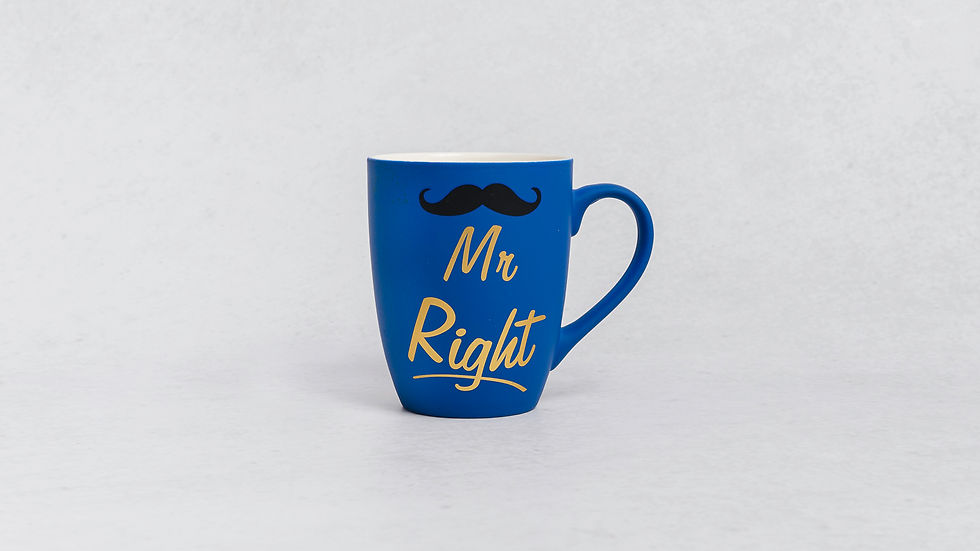 Skodelica Mr Right v modri barvi