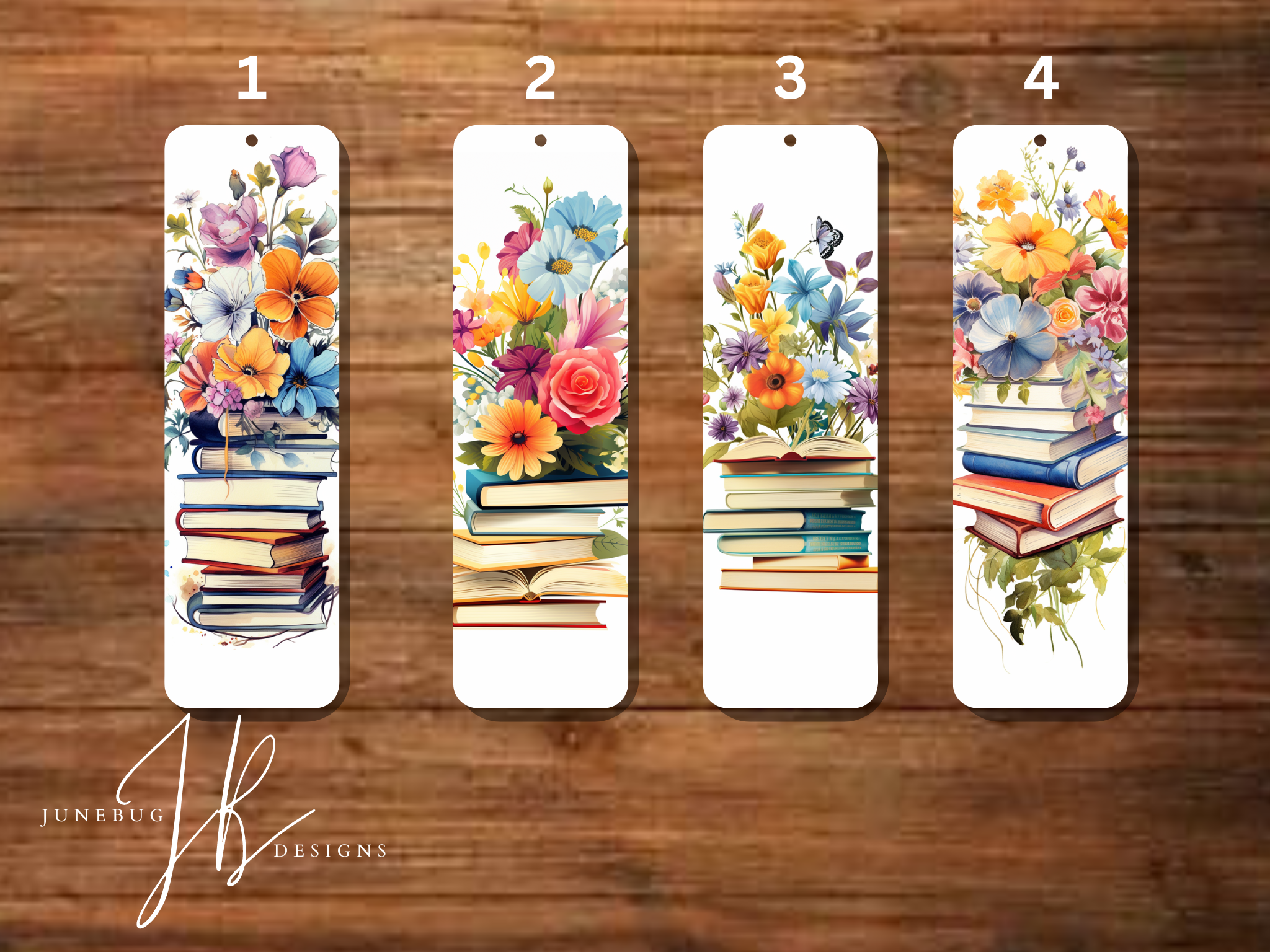 Flowers on a Stack of Books, Bookmarks