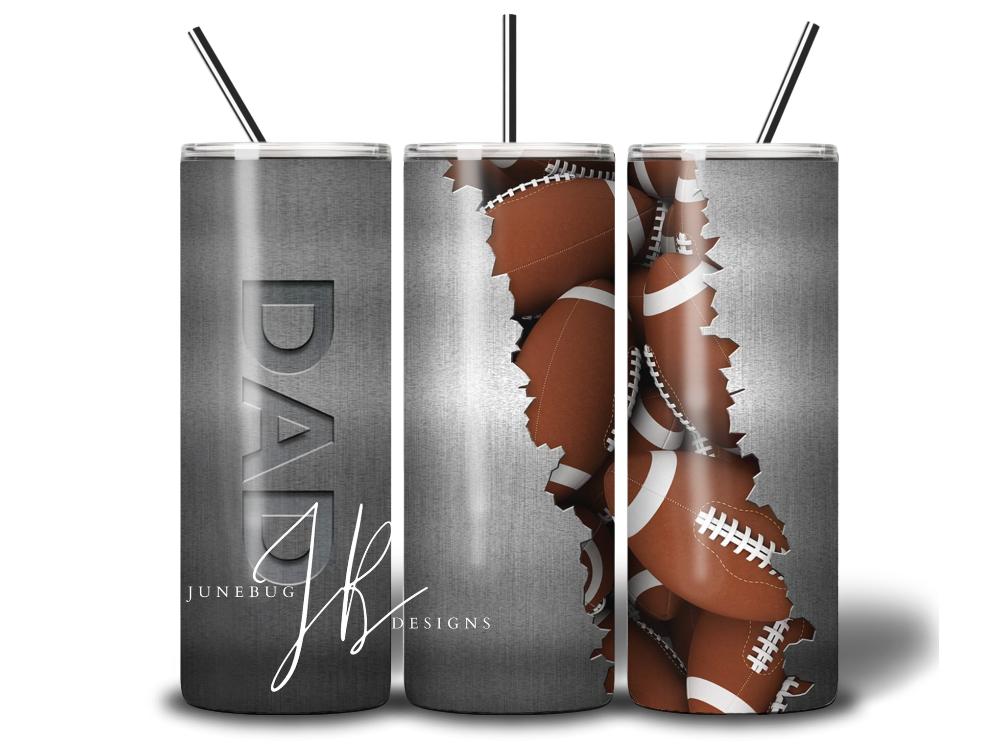 Father's Day 20 OZ Tumbler with Footballs