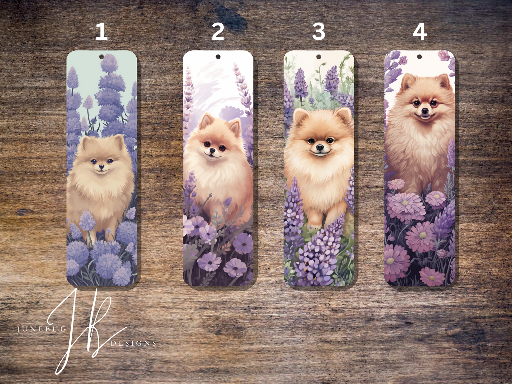 Pomeranian with Purple Flowers Bookmarks