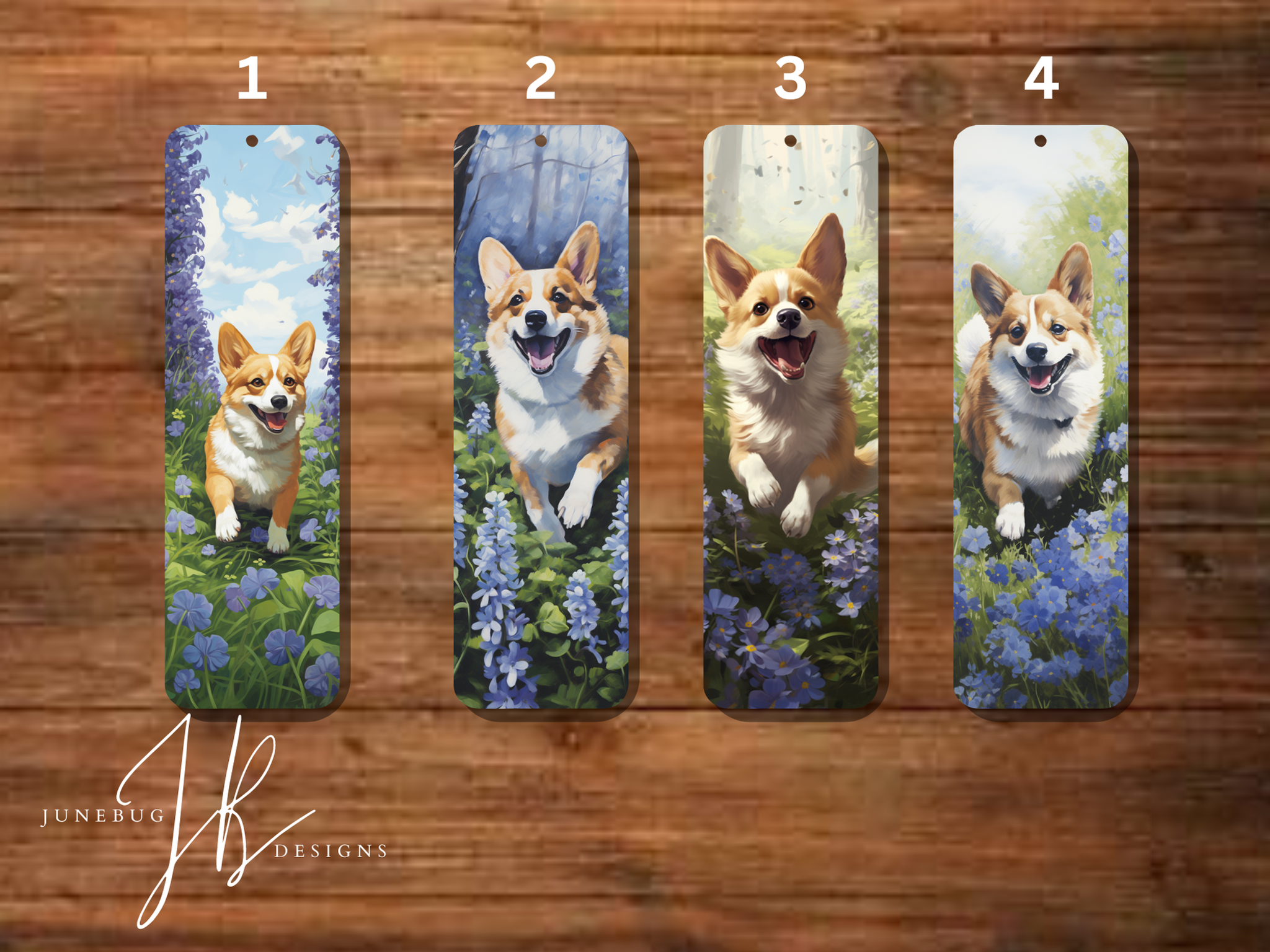 Corgi with Purple flowers Bookmarks