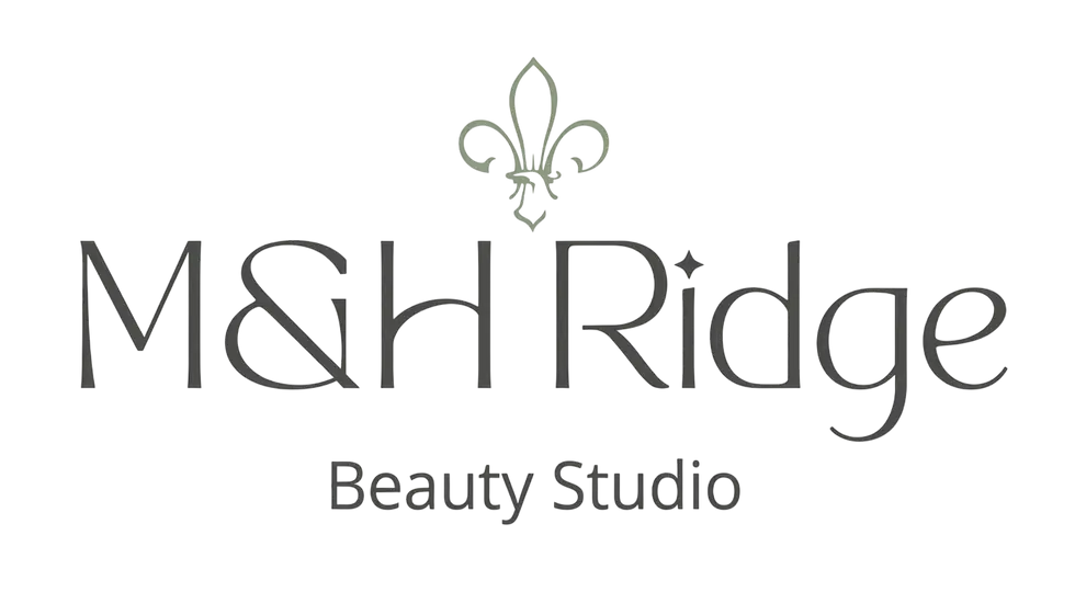 M&H Ridge Beauty Studio logo with wordmark and icon on light background