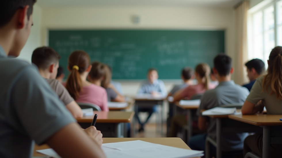 Eye-level view of a classroom with students learning Turkish
