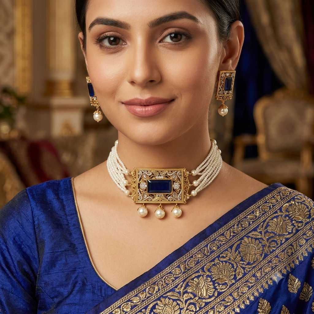 Choker Necklace Set with Earrings