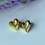 Thumbnail: Shiny Gold-Tone Puffy Heart Stud Earrings - Minimalist Cute Love Heart Earrings 