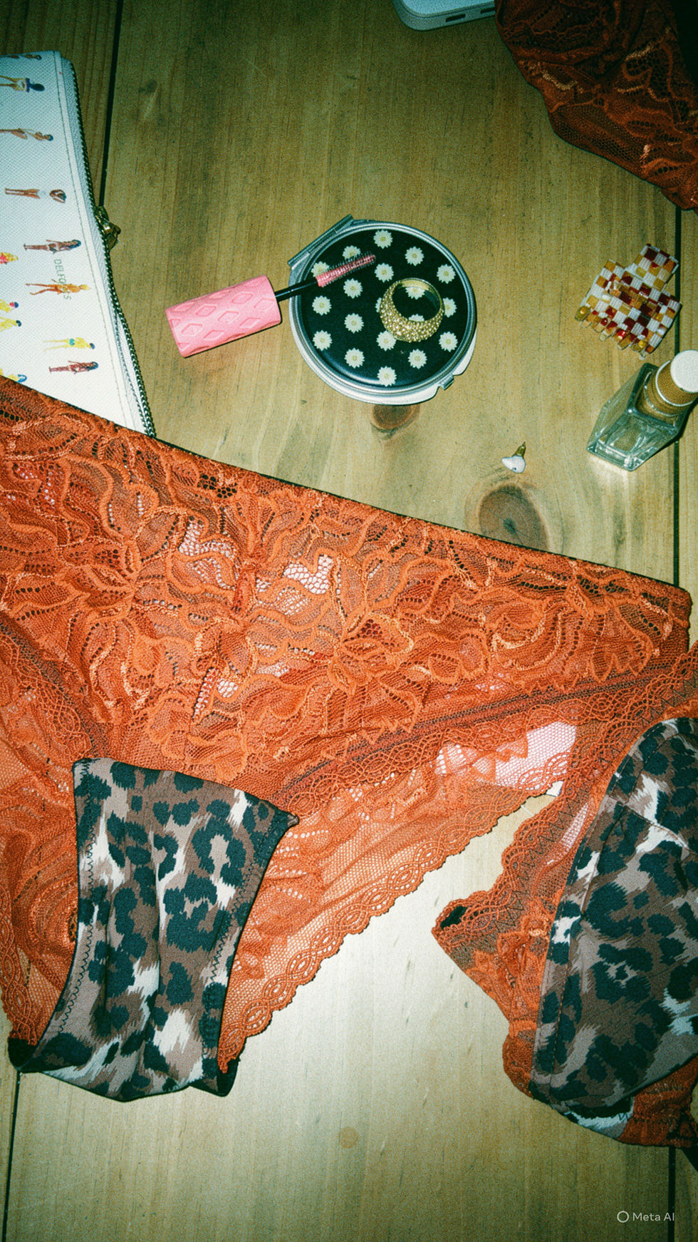 Culotte invisible dentelle terracotta leopard