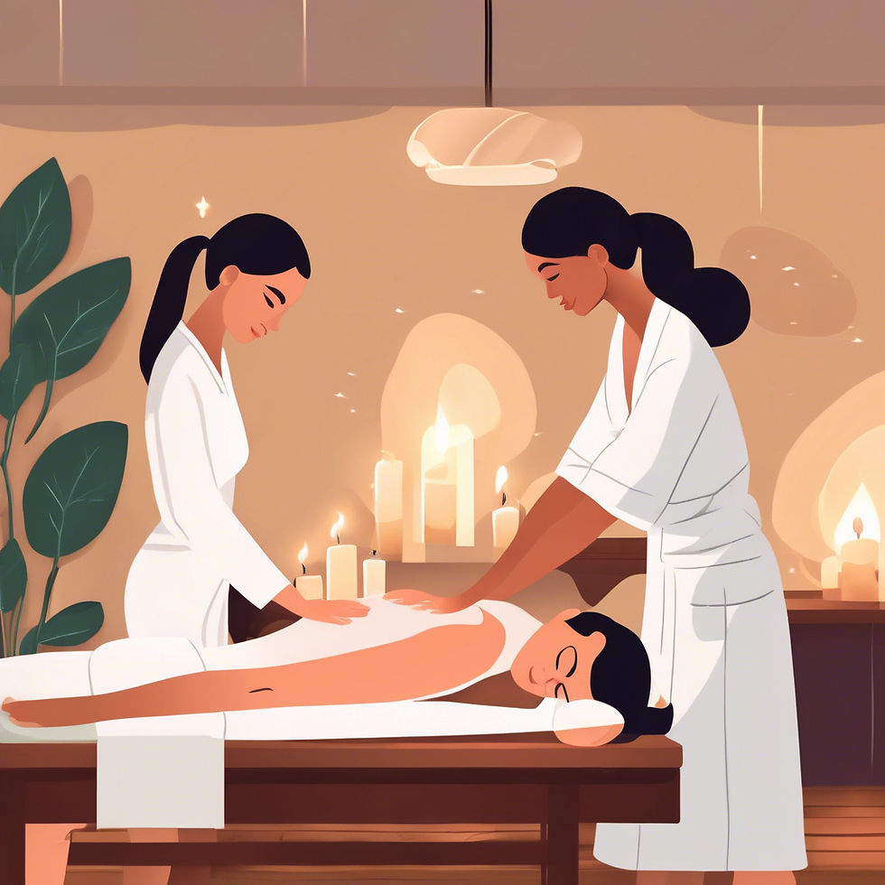 Experts giving a back massage