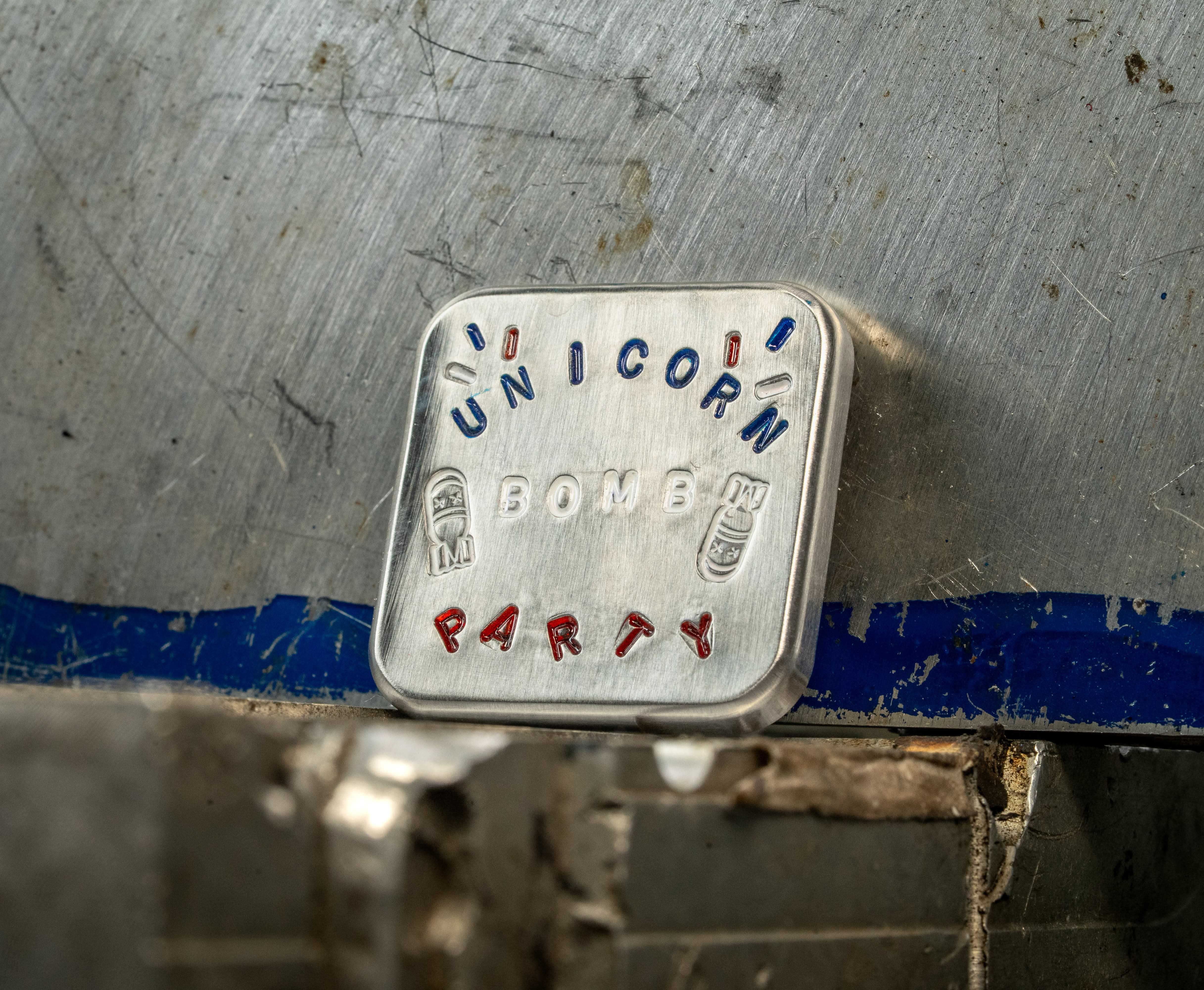 Unicorn Bomb Party Doublethicc Square Handstamped Ball Marker