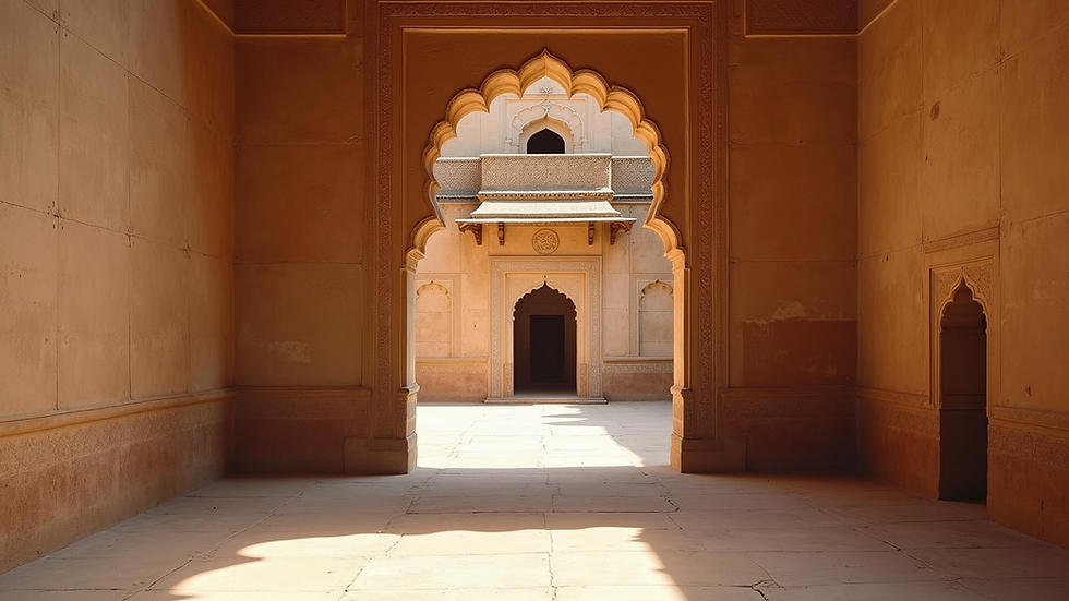 Eye level view of Mehrangarh Fort's sandstone walls and intricate carvings