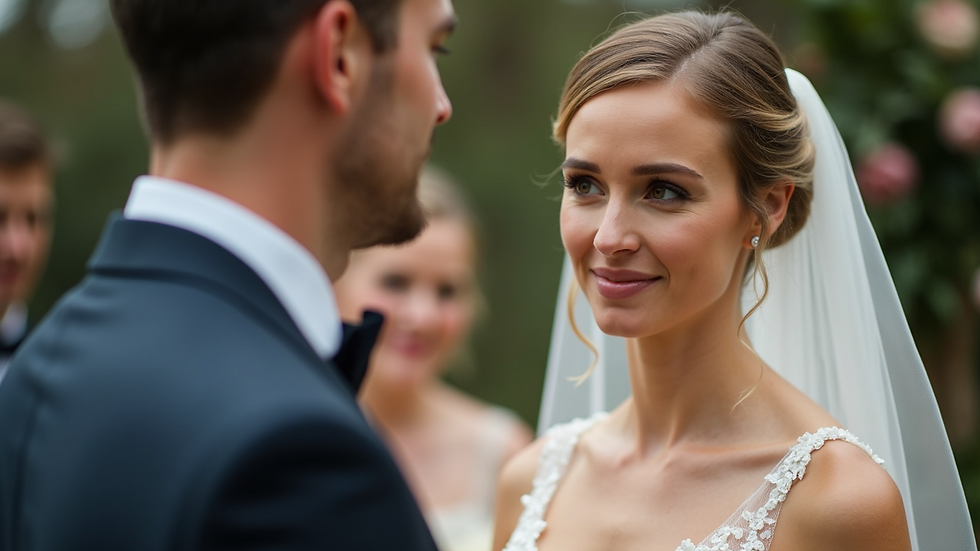 Close-up view of a bride’s tear during a wedding ceremony