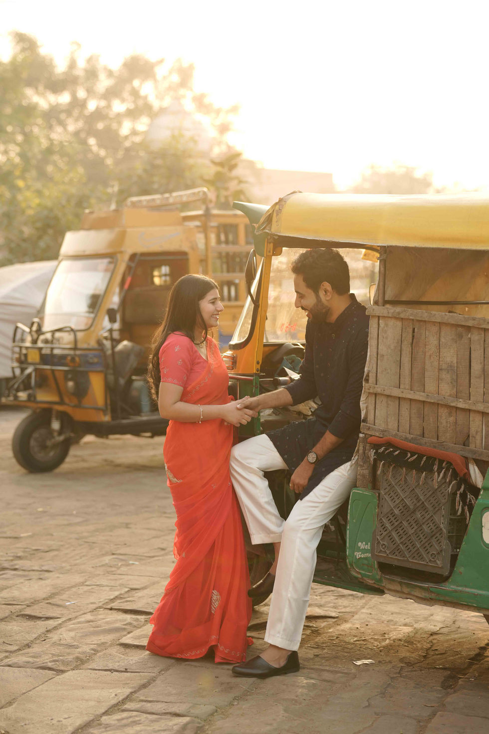 Pre-wedding couple at Jodhpur street market