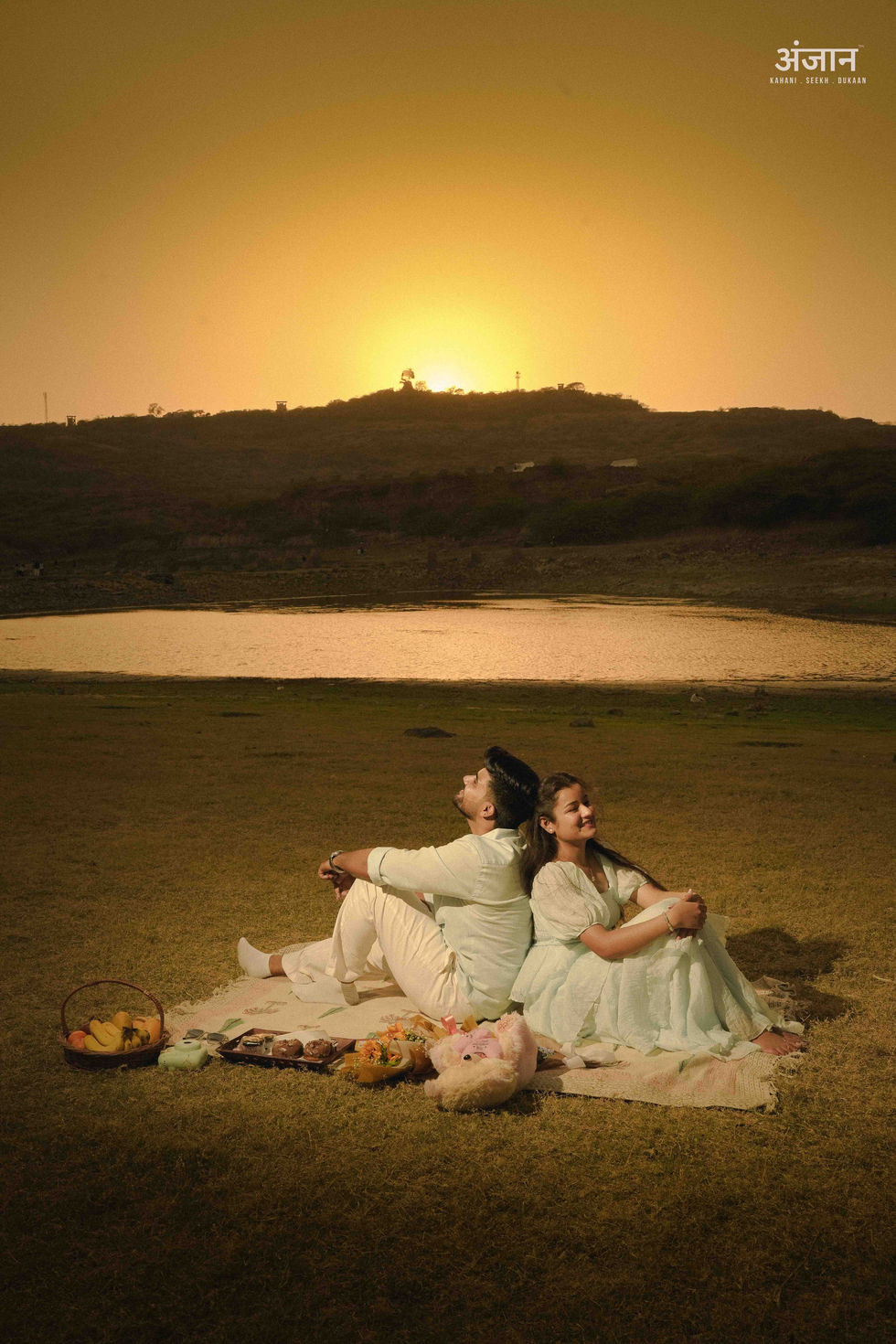Couple silhouette at Takhat Sagar sunset Jodhpur
