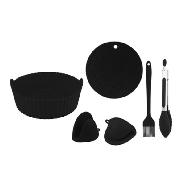 SET UTENSILIOS DE COCINA x6PCS REDONDO NEGRO CROIX