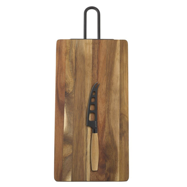 CONJUNTO TÁBUA DE MADEIRA + FACA DE QUEIJO SELECTA