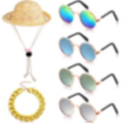 6 Pieces Pet Dog Cat Costume Pet Sunglasses and Summer Pet Straw Hat with Faux G