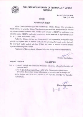 Re-Admission : 2026-2027